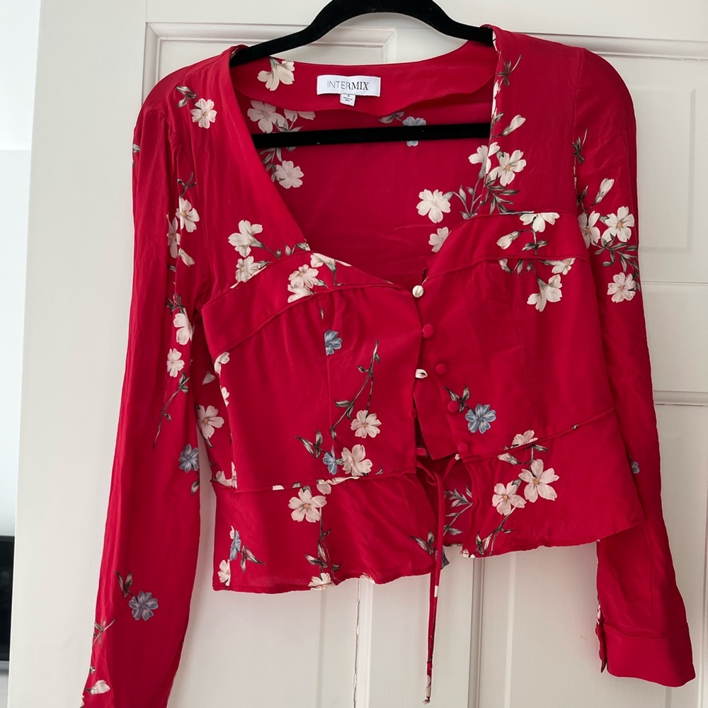 Red Floral Blouse